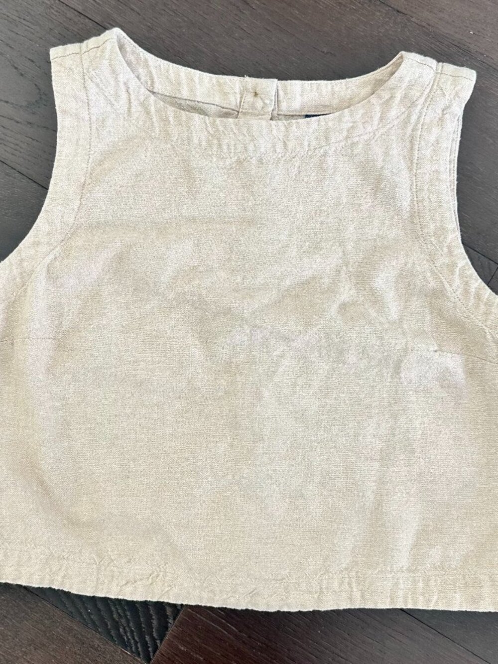 Old Navy Linen Cropped Tank with Wooden Buttons